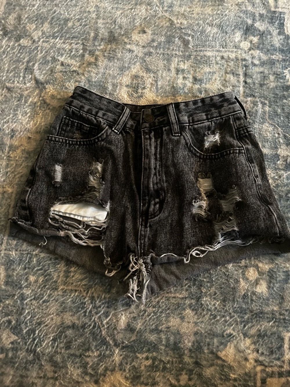 Distressed Black Denim High-Waist Women’s Shorts